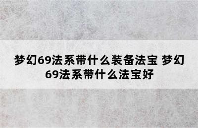 梦幻69法系带什么装备法宝 梦幻69法系带什么法宝好